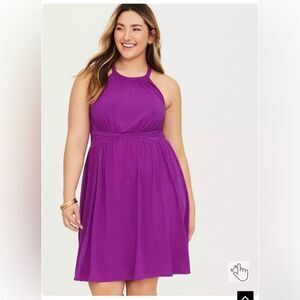 Torrid Purple High Neck Jersey Mini Dress